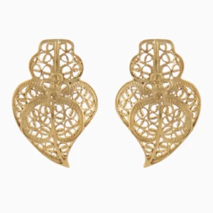 Brincos Coração Filigrana Ouro