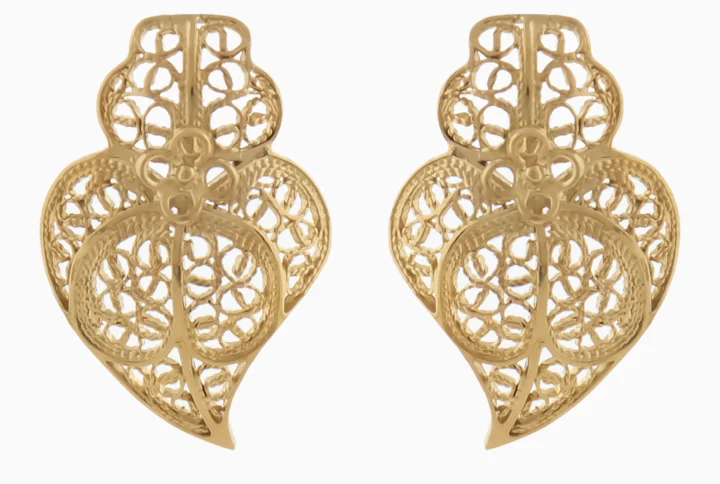 Brincos Coração Filigrana Ouro
