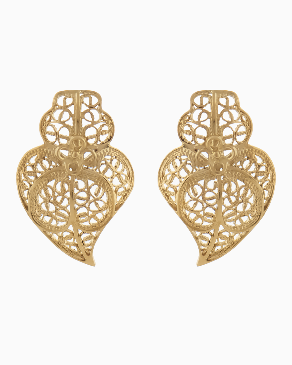 Brincos Coração Filigrana Ouro