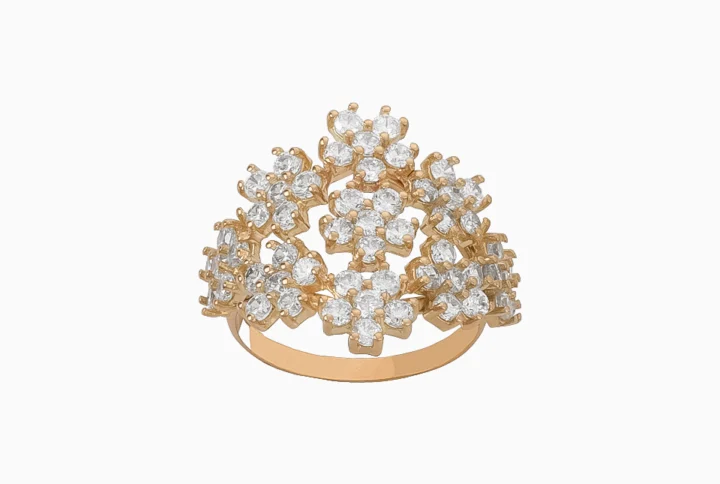 Anel Flores Ouro 19,2Kt com Zircónias
