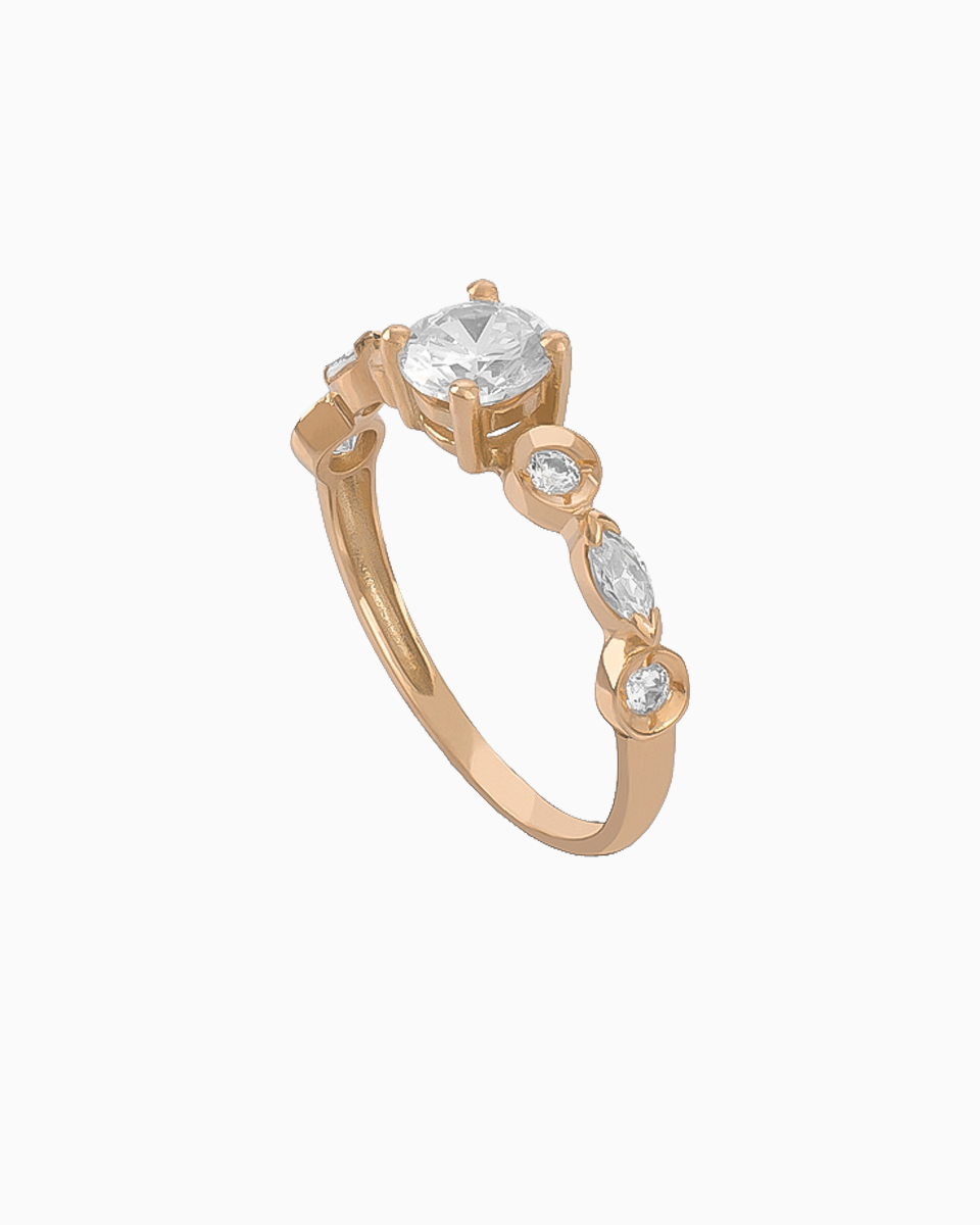 Anel Ouro 19,2Kt com Zircónias em Aro Elegante lado Anel Ouro 19,2Kt com Zircónias em Aro Elegante lado