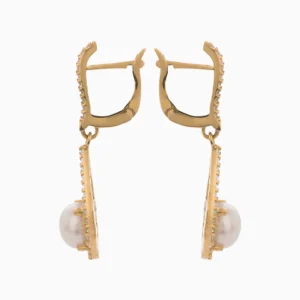 Brincos Gota Ouro 19,2Kt com Pérola e Zircónias lado