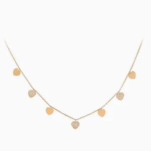Colar 7 Corações Ouro 19,2Kt com Zircónias