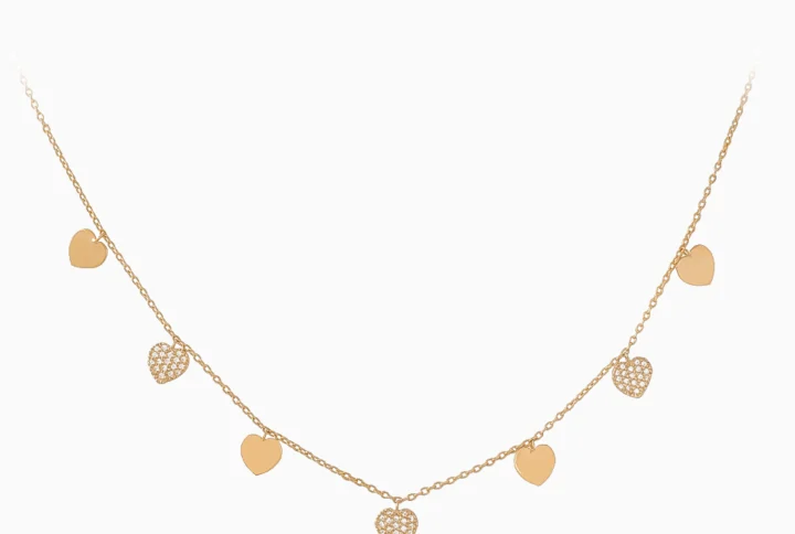 Colar 7 Corações Ouro 19,2Kt com Zircónias