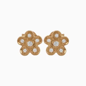 Brincos Flor Ouro 19,2Kt com Zircónias