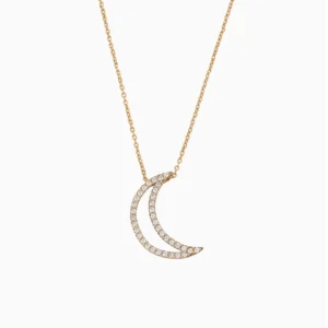 Colar Lua Crescente Prata 925 com Zircónias