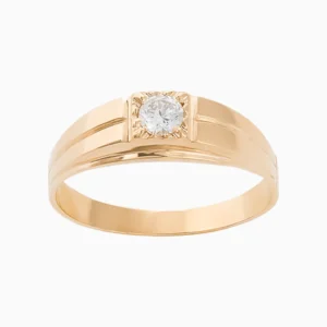 Anel Ouro 19,2Kt Homem com Pedra Zircónia lado