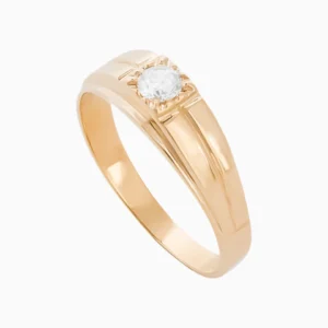 Anel Ouro 19,2Kt Homem com Pedra Zircónia lado