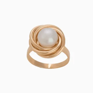 Anel Ouro 19,2Kt Design Entrelaçado com Pérola