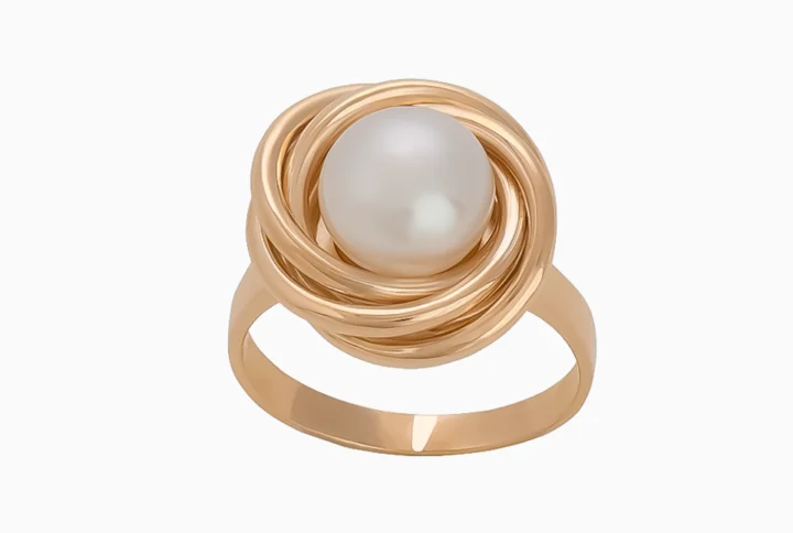 Anel Ouro 19,2Kt Design Entrelaçado com Pérola