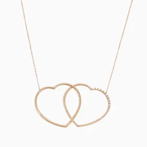 Colar Coração Duplo Unidos Ouro 19,2Kt zirconias