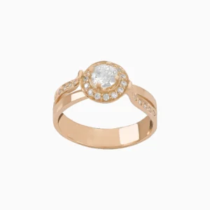 Anel Ouro 19,2Kt com Zircónias Design Circular