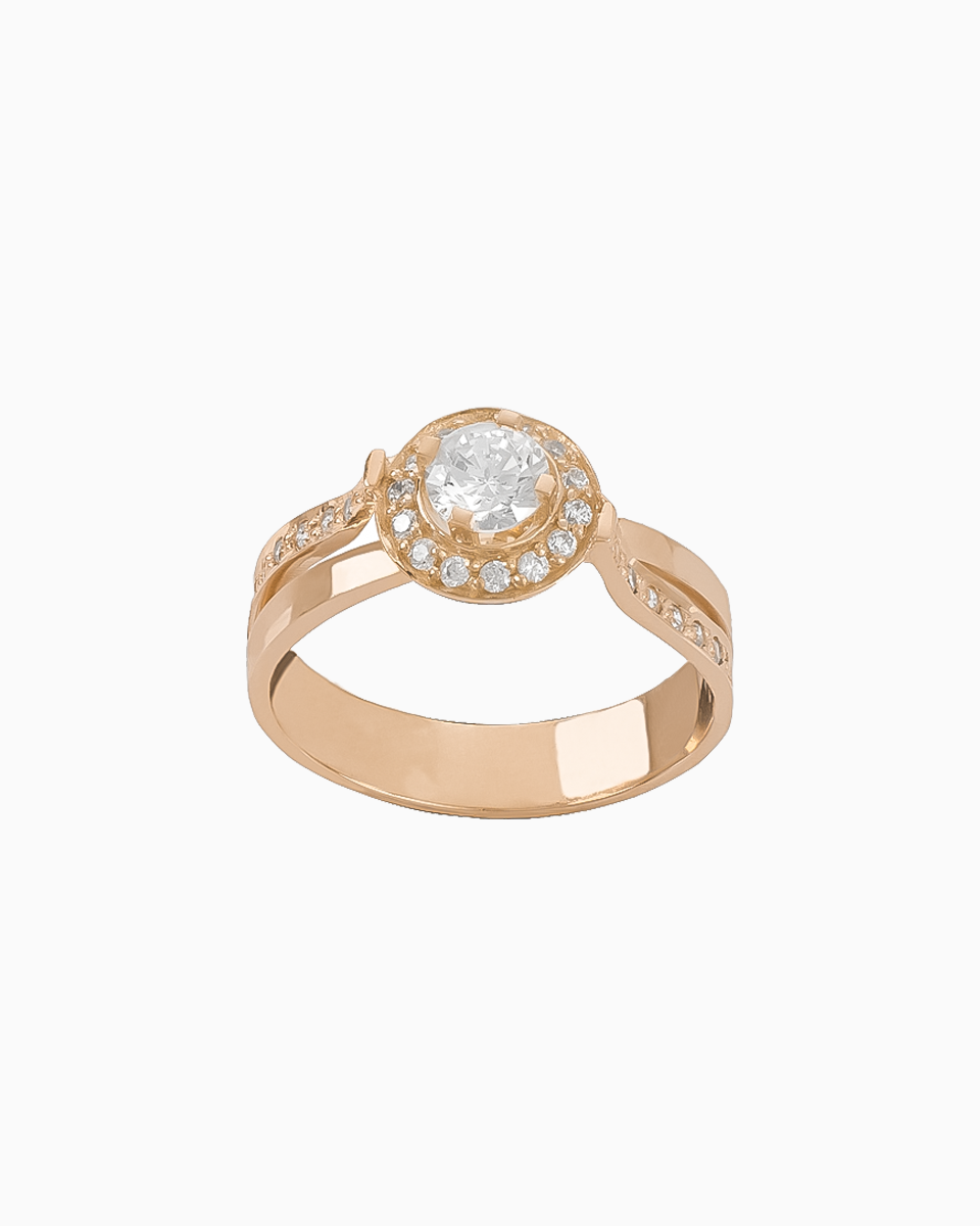 Anel Ouro 19,2Kt com Zircónias Design Circular