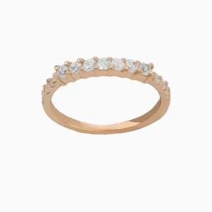 Anel Ouro 19,2Kt Meia Aliança com Zircónias