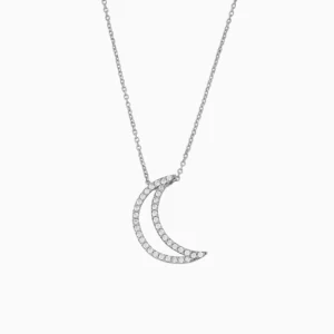 Colar Lua Crescente Prata 925 com Zircónias prateada