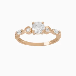 Anel Ouro 19,2Kt com Zircónias em Aro Elegante