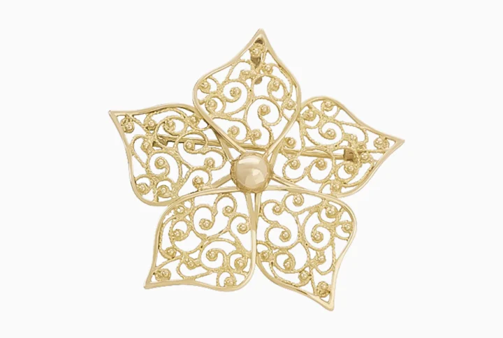 Medalha Flor de Jasmim Ouro 19,2Kt com Alfinete
