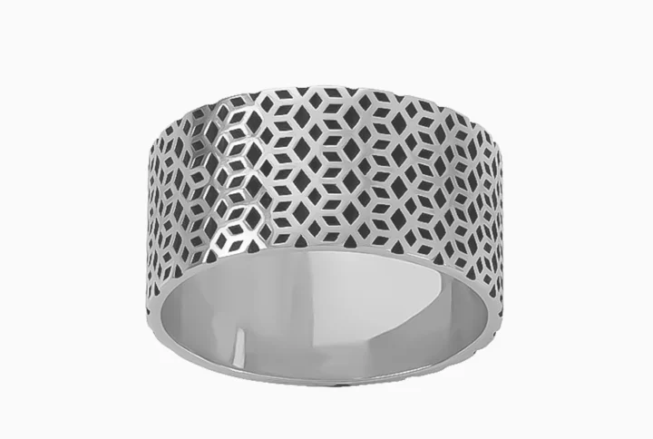 Anel Prata 925 Homem Design Cubos