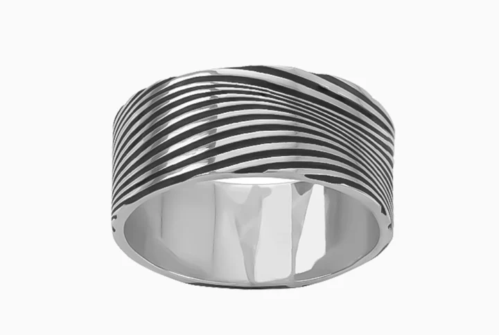 Anel Prata 925 Homem Design Linhas