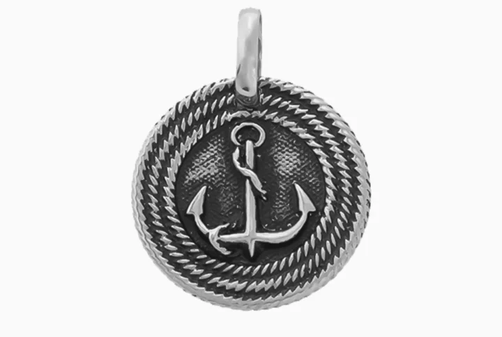 Medalha Âncora Prata 925 com Detalhe Náutico