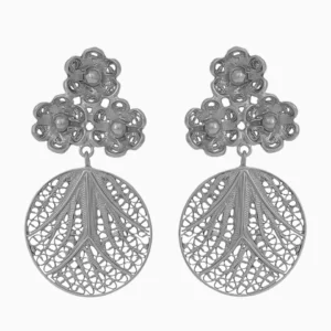 Brincos Filigrana Prata Redondos com Flor 925 prateado