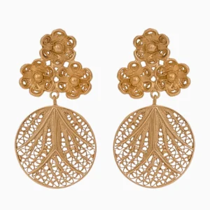 Brincos Filigrana Prata Redondos com Flor 925