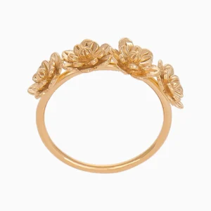 Anel 4 Flores Prata 925 dourado