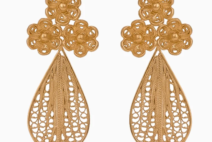 Brincos Filigrana Prata 925 com Flor e Gota