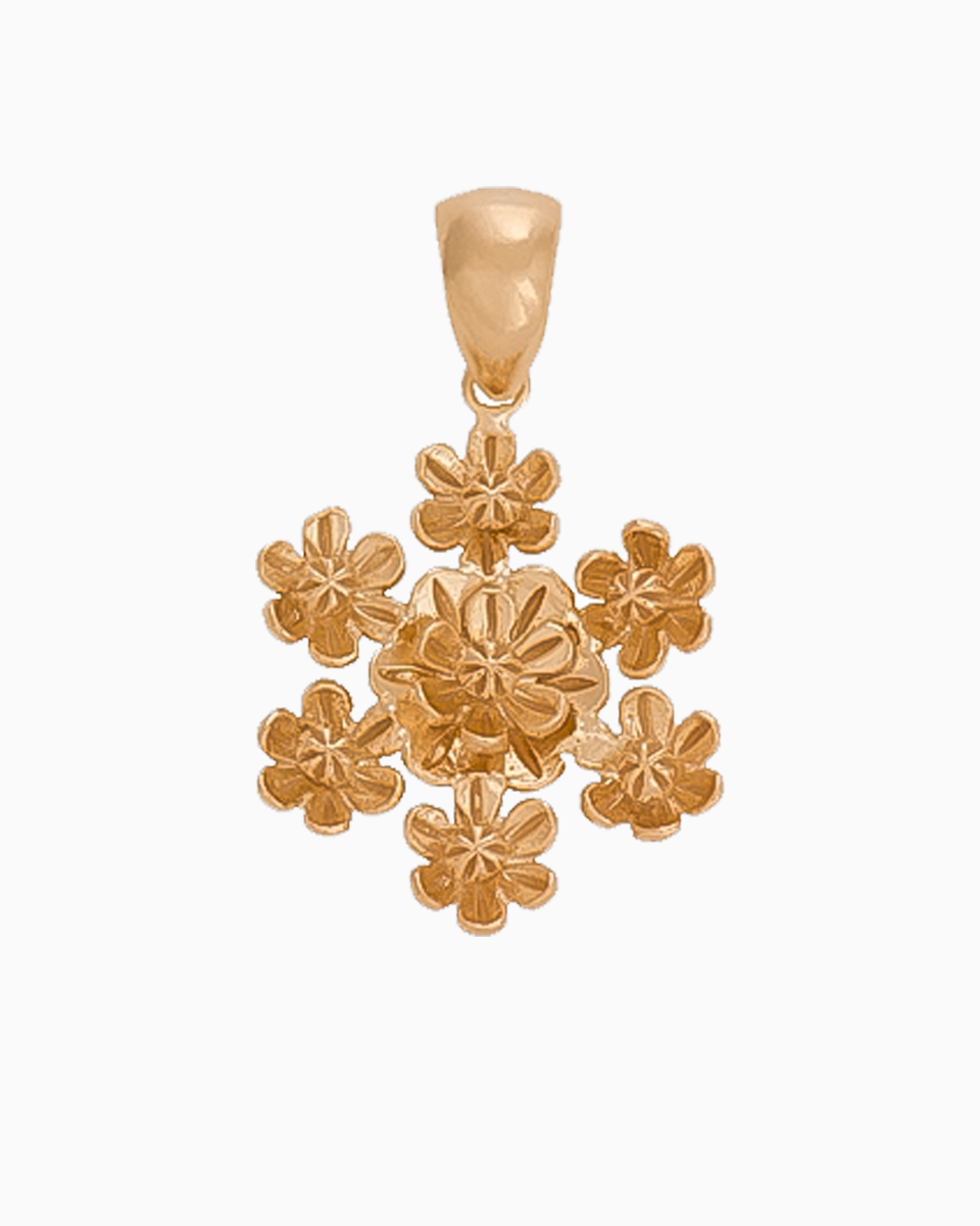 Medalha Floral Redonda Prata 925