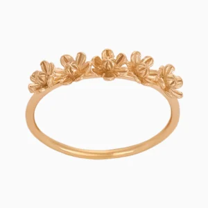Anel 5 Flores Prata 925 dourado