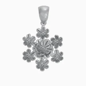 Medalha Floral Redonda Prata 925 prateado