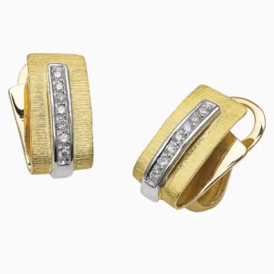 Brincos Retangulares Ouro 19,2Kt com Diamantes | PEDRO ALVES branco