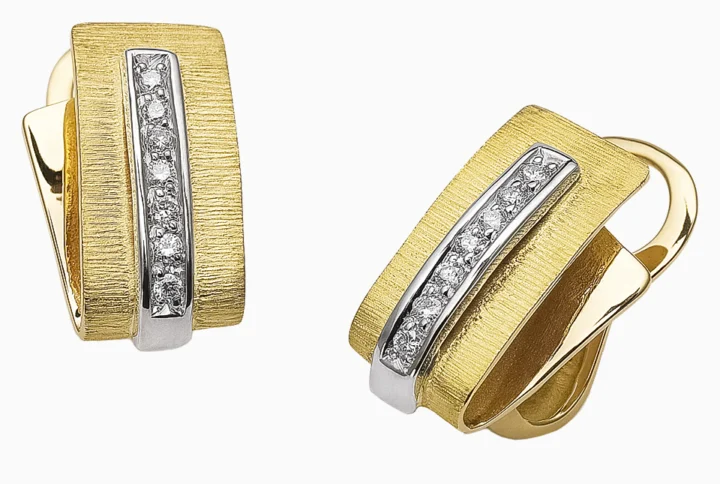 Brincos Retangulares Ouro 19,2Kt com Diamantes | PEDRO ALVES branco