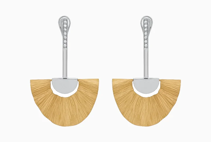 Brincos Leque Longos Ouro 19,25Kt com Diamantes | PEDRO ALVES