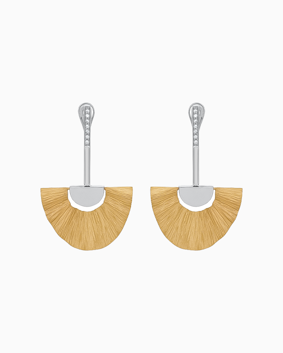 Brincos Leque Longos Ouro 19,25Kt com Diamantes | PEDRO ALVES