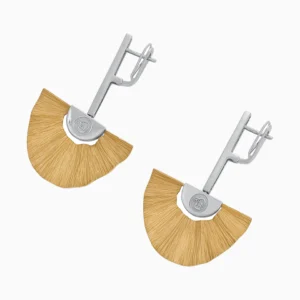 Brincos Leque Longos Ouro 19,25Kt com Diamantes tras