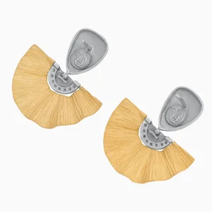 Brincos Leque Ouro 19,25Kt com Diamantes traz