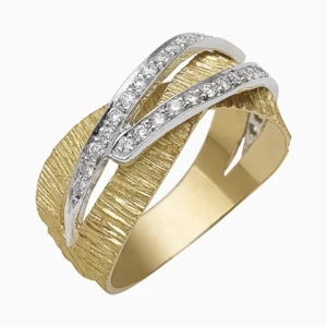 Anel Ouro Amarelo 19,2Kt com 2 filas Diamantes | PEDRO ALVES