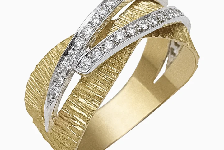 Anel Ouro Amarelo 19,2Kt com 2 filas Diamantes | PEDRO ALVES