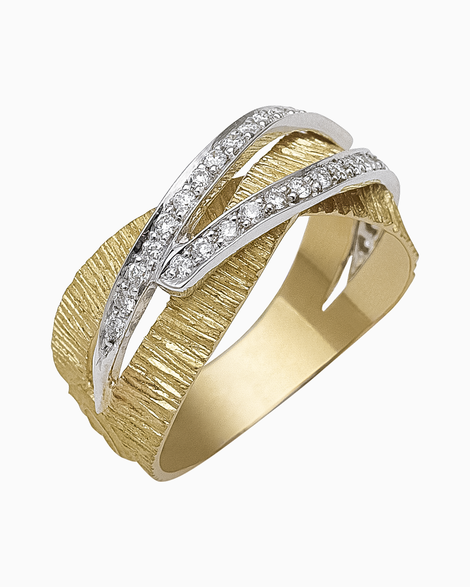 Anel Ouro Amarelo 19,2Kt com 2 filas Diamantes | PEDRO ALVES