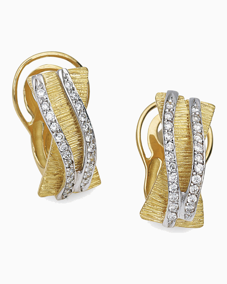 Brincos 2 Filas Diamantes Ouro 19,2Kt | PEDRO ALVES