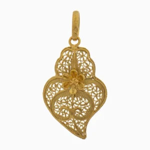 Coração de Viana com Flor 6 Pétalas Filigrana Ouro 19,2Kt Certificada