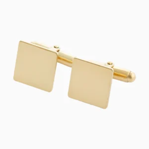 Botões de Punho Quadrados Simples Lisos Ouro 19,2Kt Lado