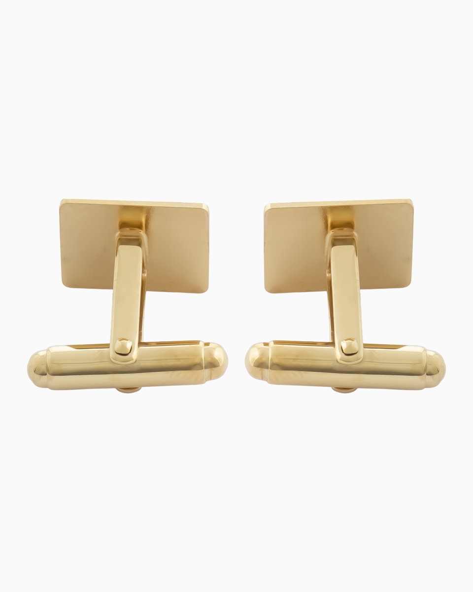 Botões de Punho Quadrados Simples Lisos Ouro 19,2Kt Tras Botões de Punho Quadrados Simples Lisos Ouro 19,2Kt Tras