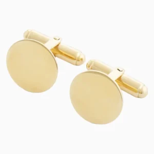 Botões de Punho Redondos Simples Lisos Ouro 19,2Kt