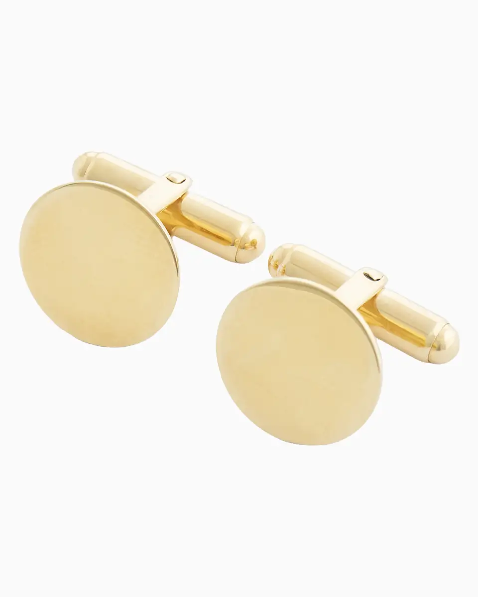 Botões de Punho Redondos Simples Lisos Ouro 19,2Kt