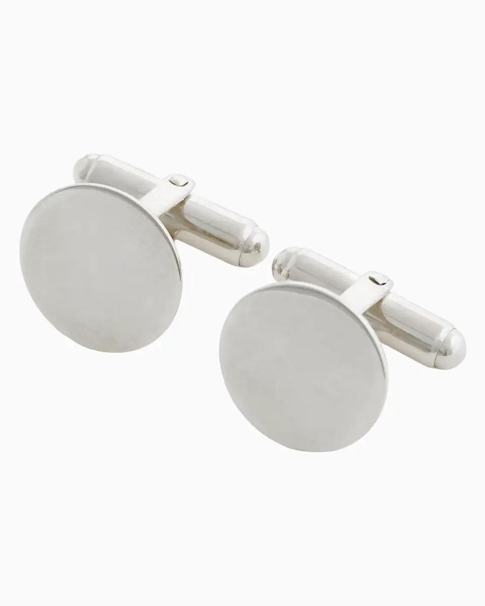 Botao de Punho Redondo de Lado prata 2 Botao de Punho Redondo de Lado prata 2