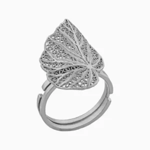 Anel Folha Filigrana Ouro ou Prata Certificado Prateado