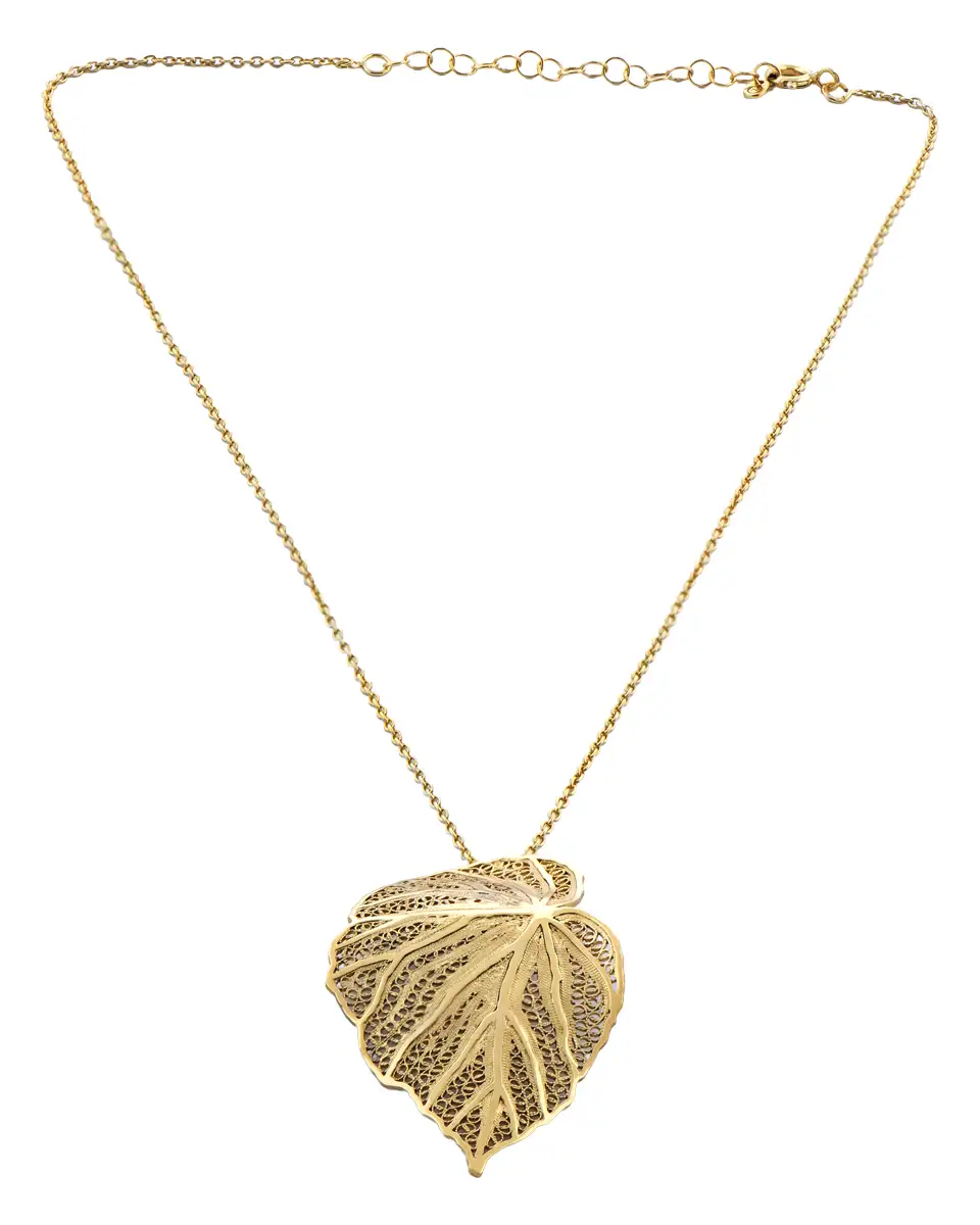 Colar Folha Filigrana Certificado em Ouro ou Prata Colar Folha Filigrana Certificado em Ouro ou Prata