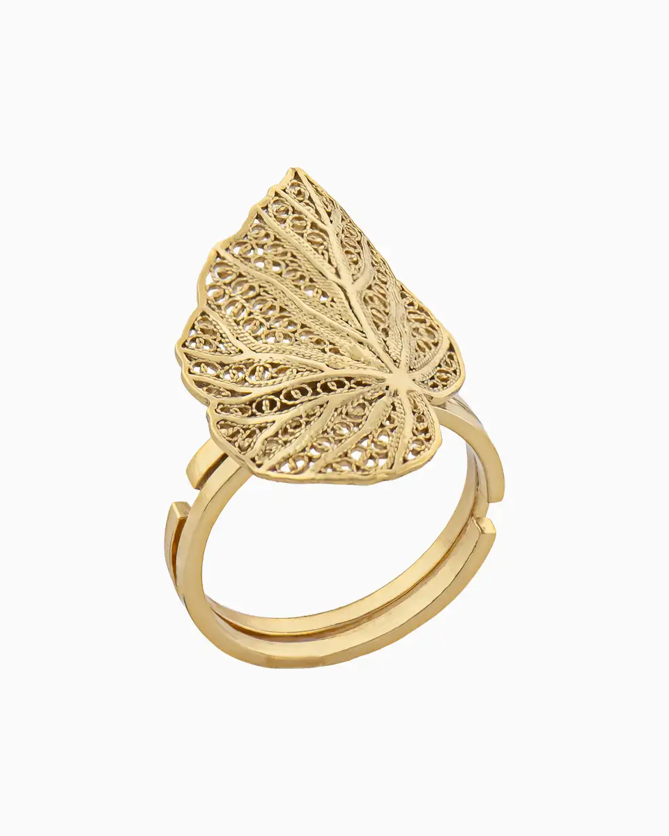 Anel Folha Filigrana Ouro ou Prata Certificado